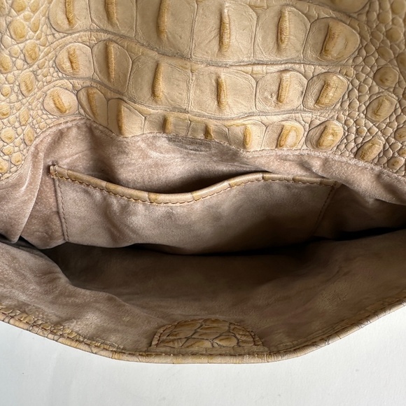 Brahmin Cream /Yellow Croc Emboss Leather Large Tote Bag #103346 - Picture 9 of 16